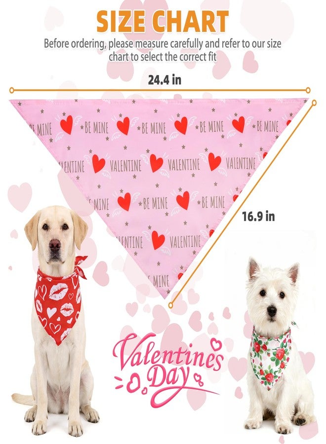KOOLTAIL Valentines Day Dog Bandanas 4 Pack, Soft Breathable Pet Triangle Scarf, Pink Heart Pattern Holiday Costume, Washable Puppy Kerchief Bibs,Handkerchief for Girl Boy Small Medium Large Dogs Cats - Image 2
